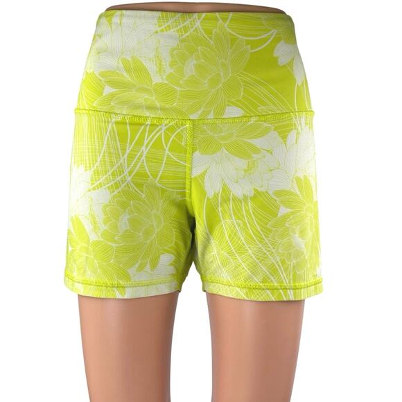 JoyLab Womens Green White Floral High Rise Running Athletic Biker Shorts Size XL - Picture 1 of 4